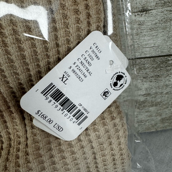 FP One Landon Jacket Neutral Sand Waffle Knit Size XL NWT ☀️🍂🥶🌼 - Picture 6 of 6